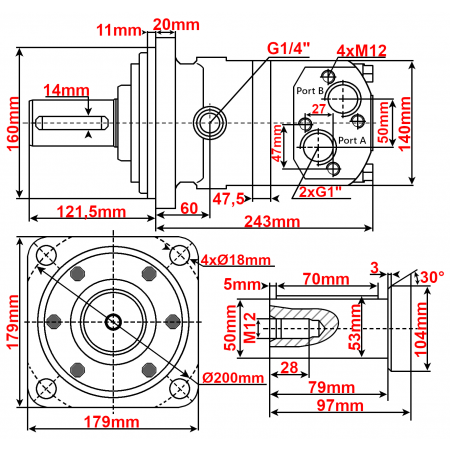 SILNIK HYDRAULICZNY BM7 BMV OMV 630 cm3 GR5 40 kW 320 OBR/MIN SM-G